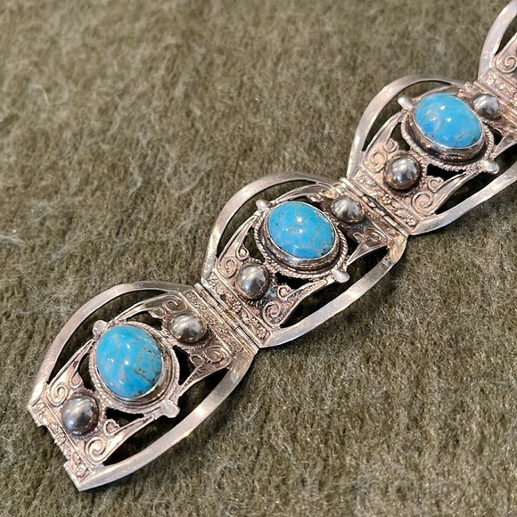 Vintage Hubbell Glass Mexico Alpaca Bracelet - Picture 2 of 16